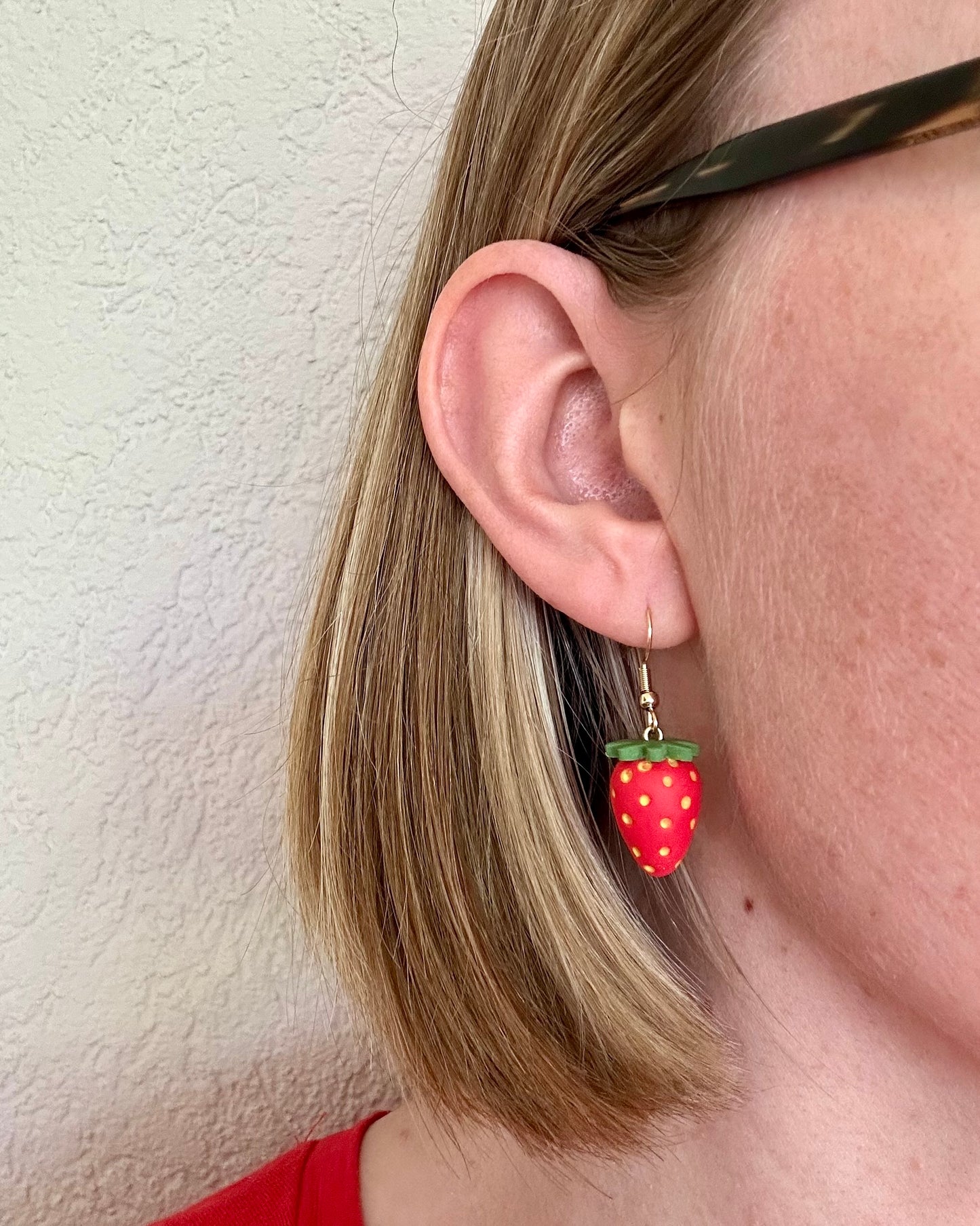 Erdbeeren, Ohrhänger, Edelstahl vergoldet