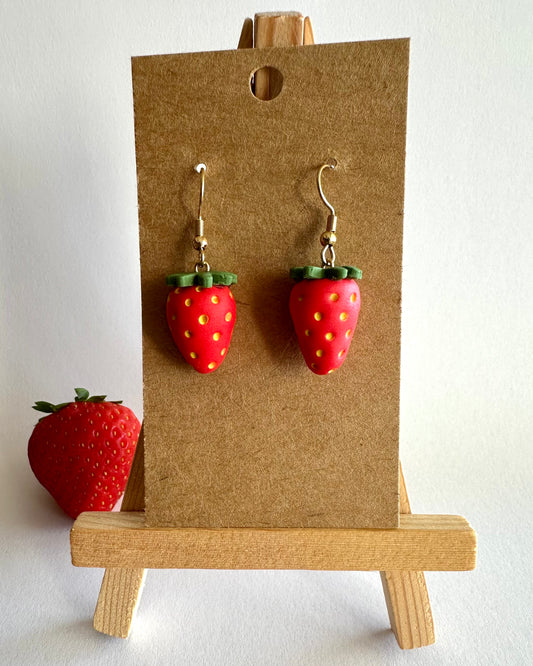 Erdbeeren, Ohrhänger, Edelstahl vergoldet