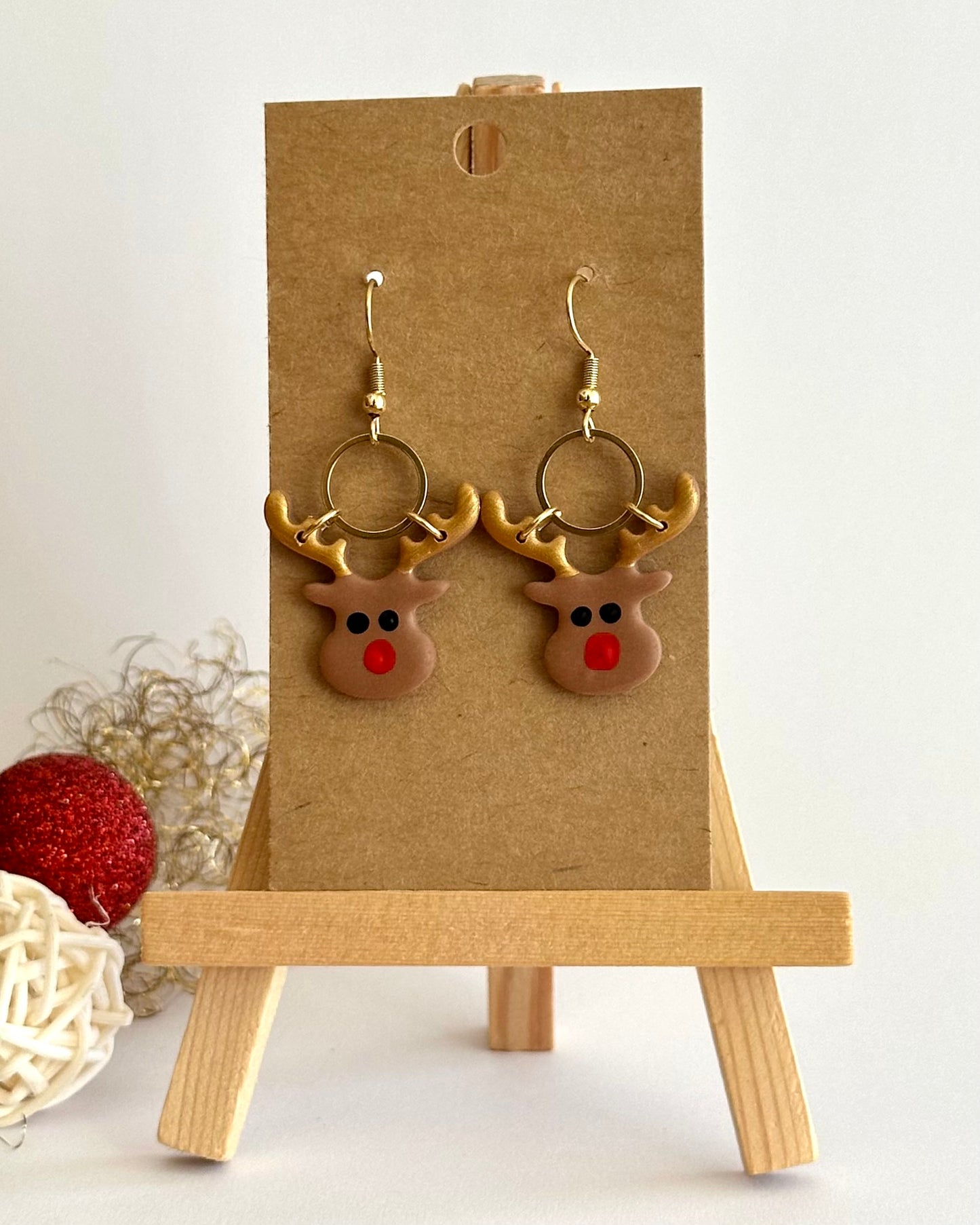 Rentier, Ohrhänger, Edelstahl vergoldet