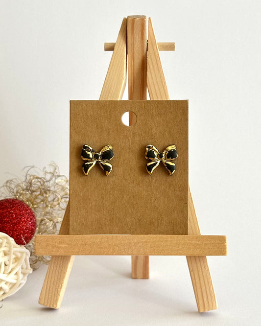 Schleife, Ohrstecker, Edelstahl vergoldet (verschiedene Farben)