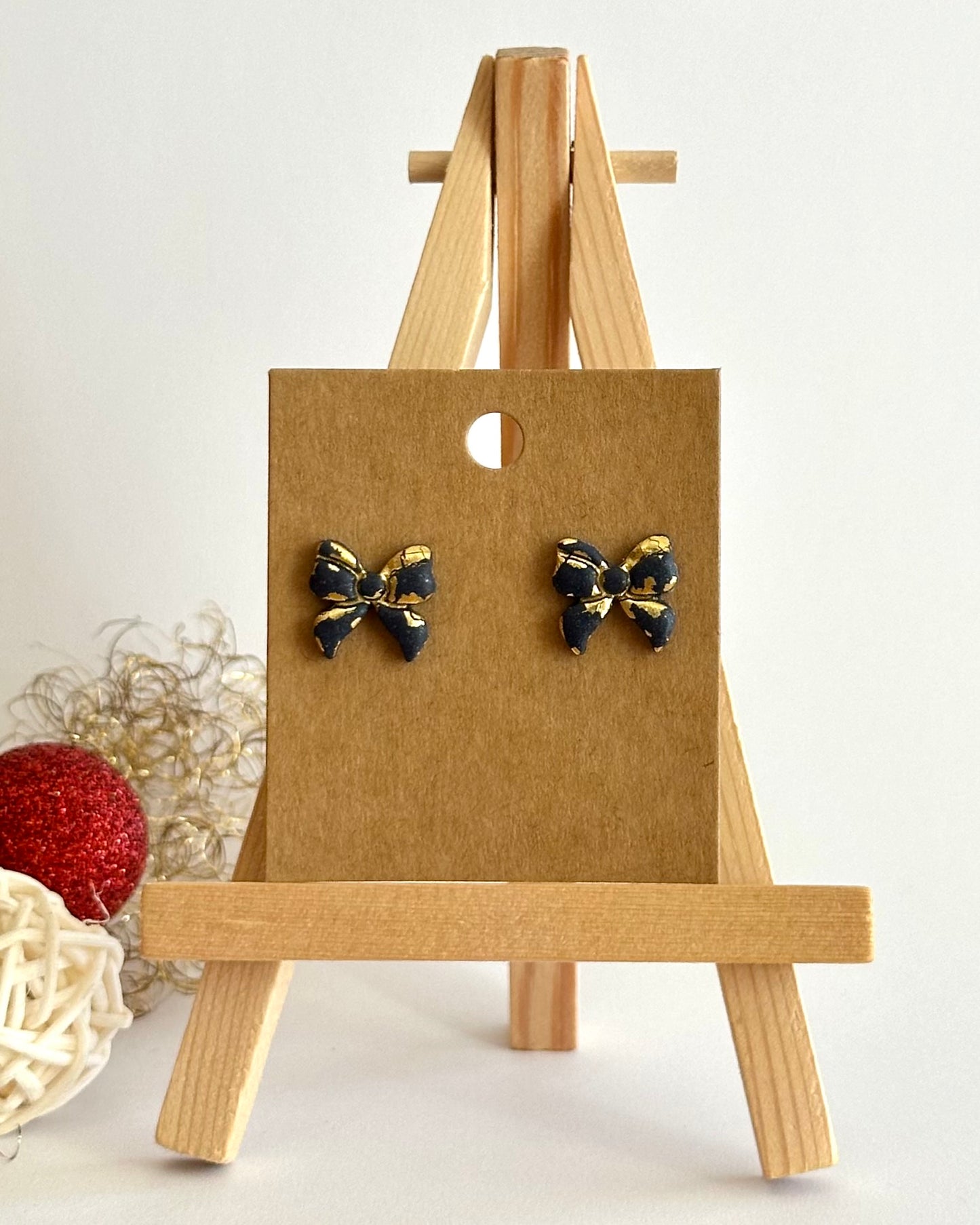 Schleife, Ohrstecker, Edelstahl vergoldet (verschiedene Farben)