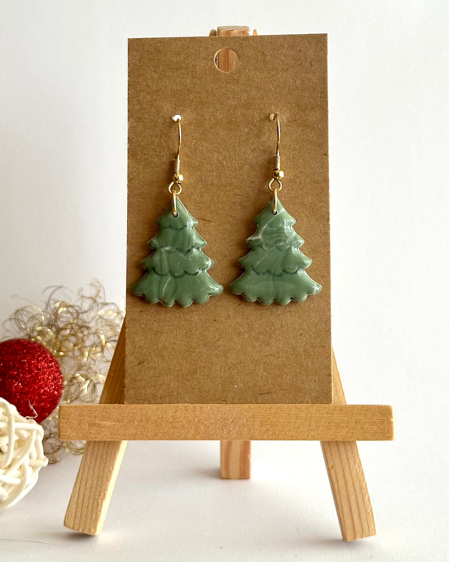 Tannenbaum, Ohrhänger, Edelstahl vergoldet