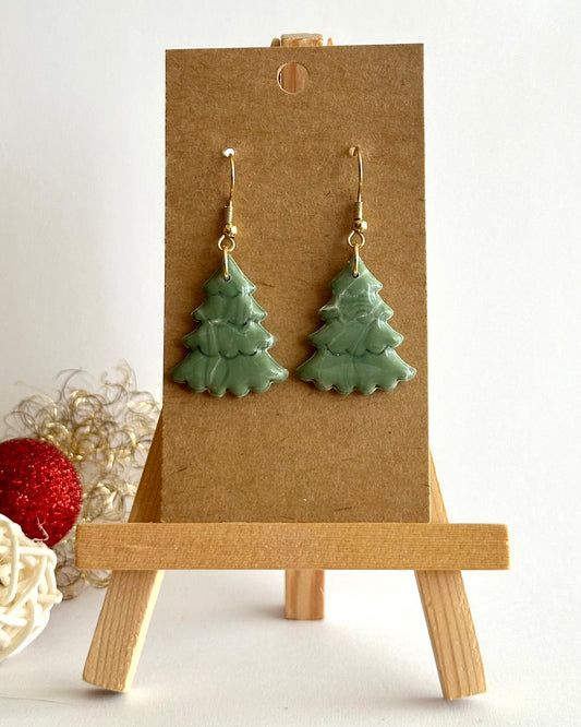 Tannenbaum, Ohrhänger, Edelstahl vergoldet