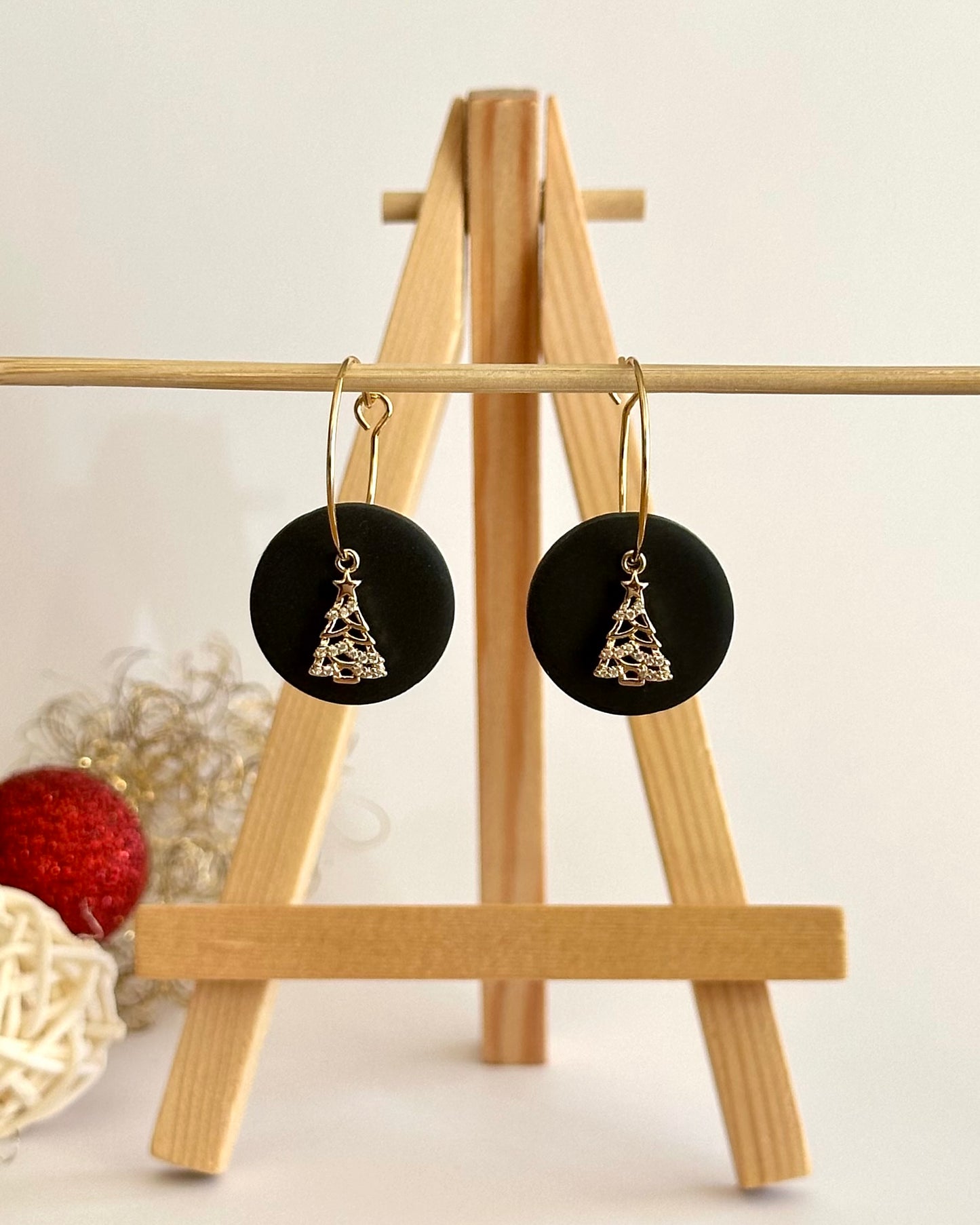 Kreis mit Baum, Creolen, Edelstahl vergoldet