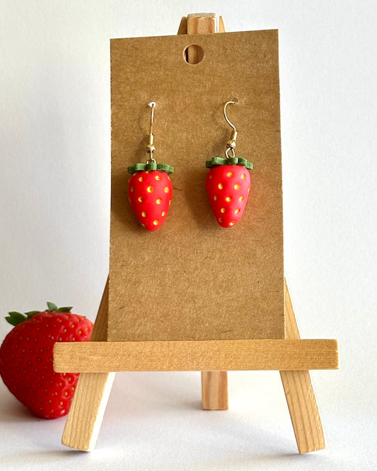 Erdbeeren, Ohrhänger, Edelstahl vergoldet