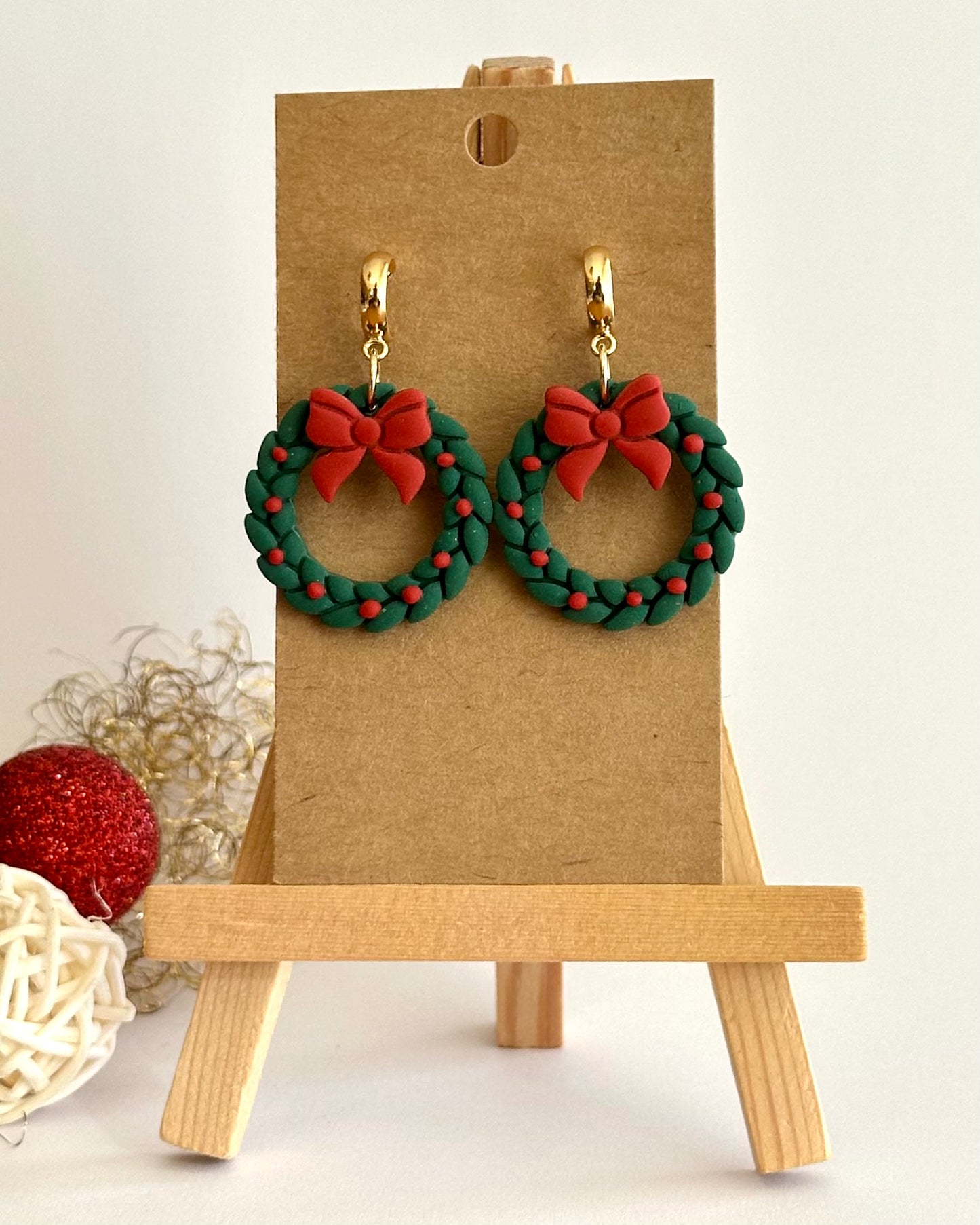 Kranz, Ohrhänger, Edelstahl vergoldet