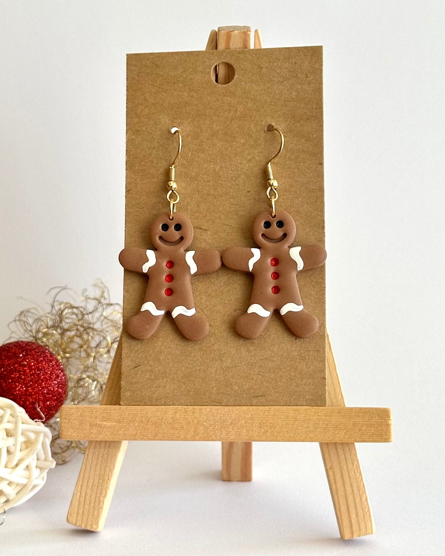 Lebkuchenmann, Ohrhänger, Edelstahl vergoldet