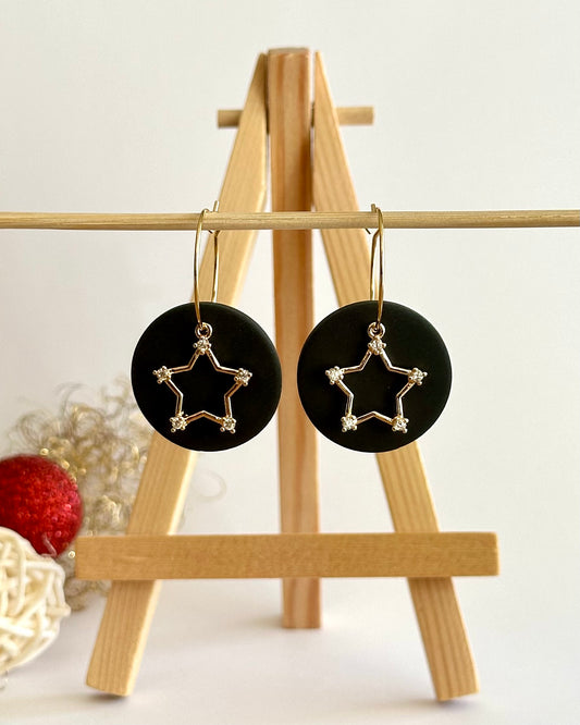 Kreis mit Stern, Creolen, Edelstahl vergoldet