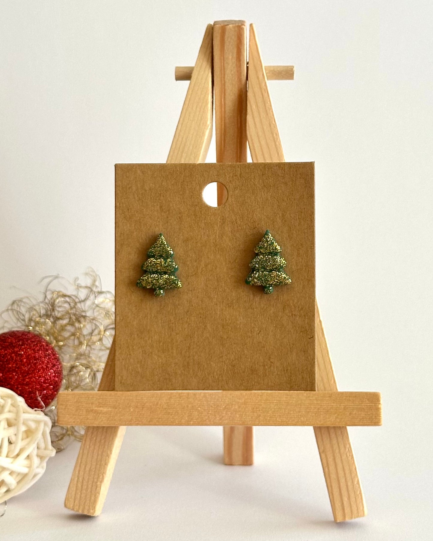 Tannenbaum, Ohrstecker, Edelstahl vergoldet (verschiedene Farben)