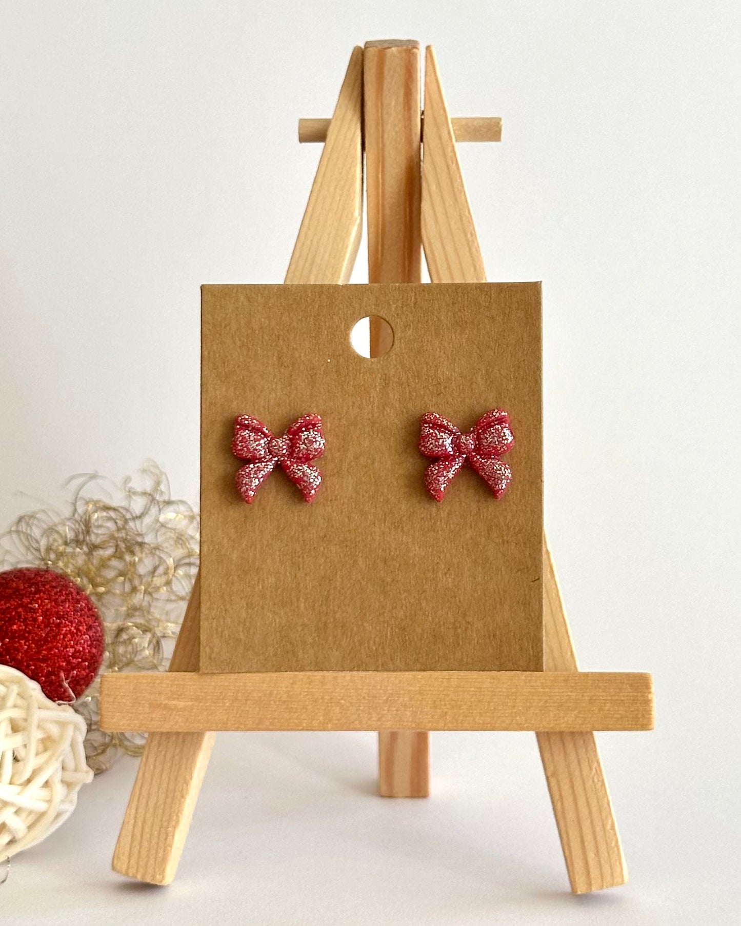 Schleife, Ohrstecker, Edelstahl vergoldet (verschiedene Farben)